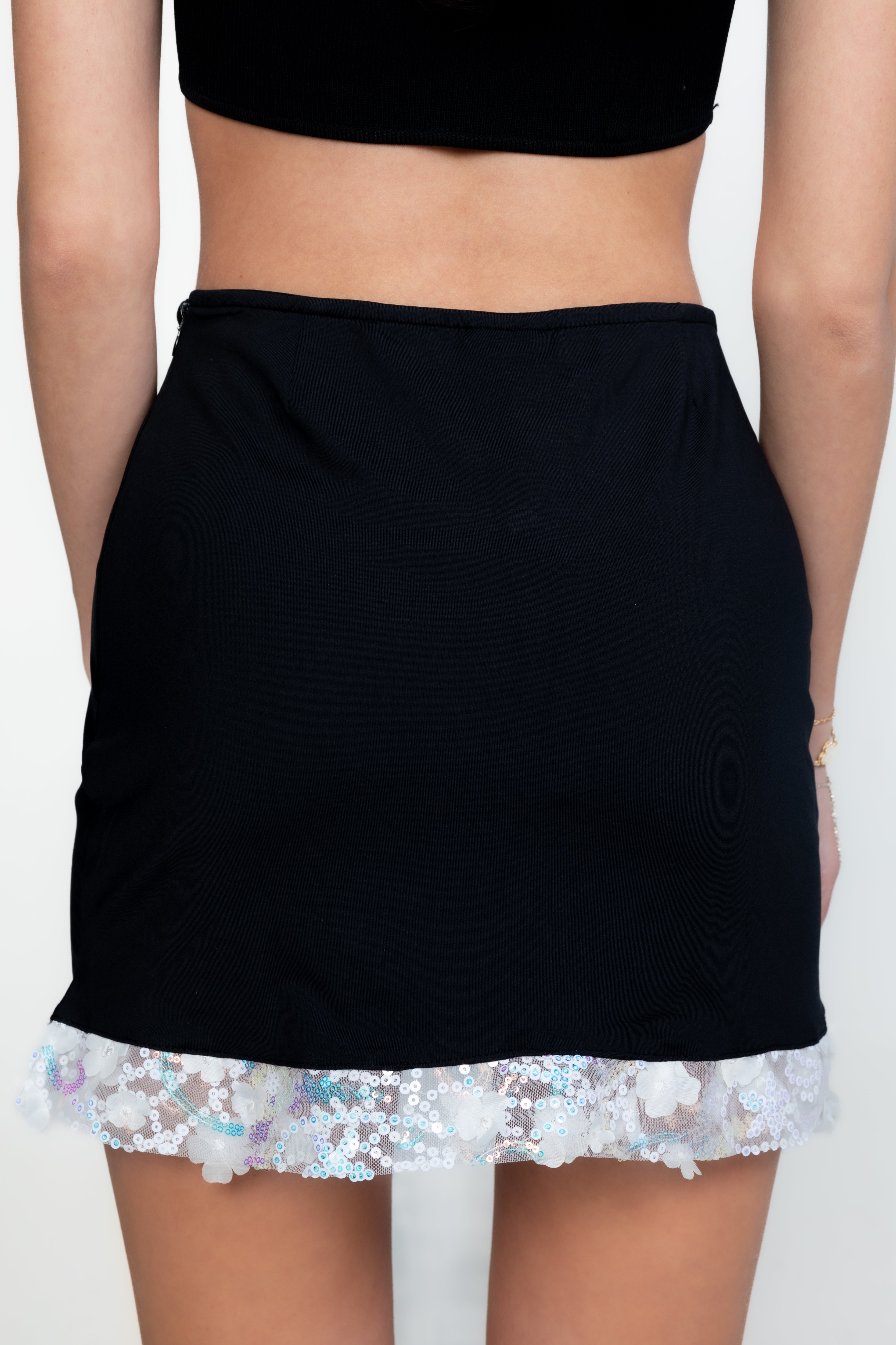 perfect black mini skirt with sparkly embellishments