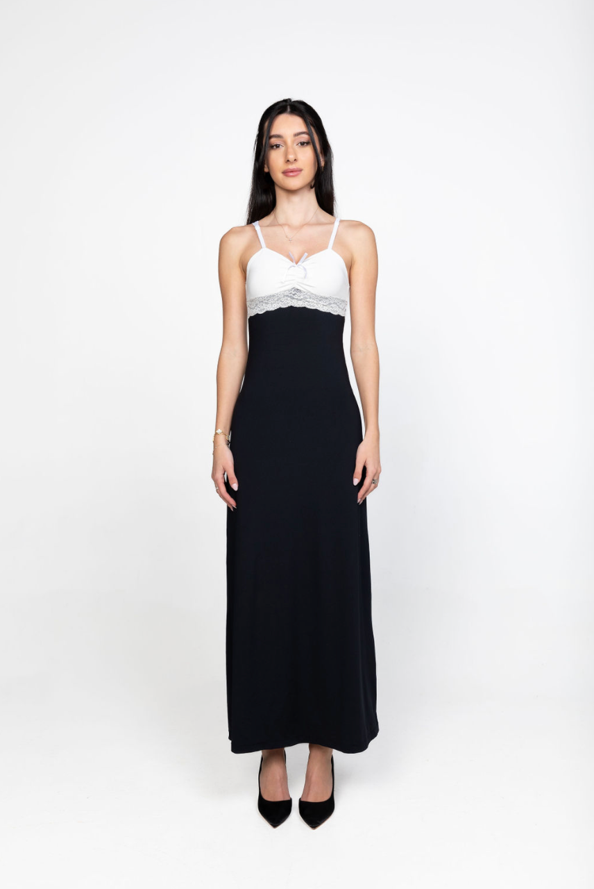 sexy white and black maxi dress