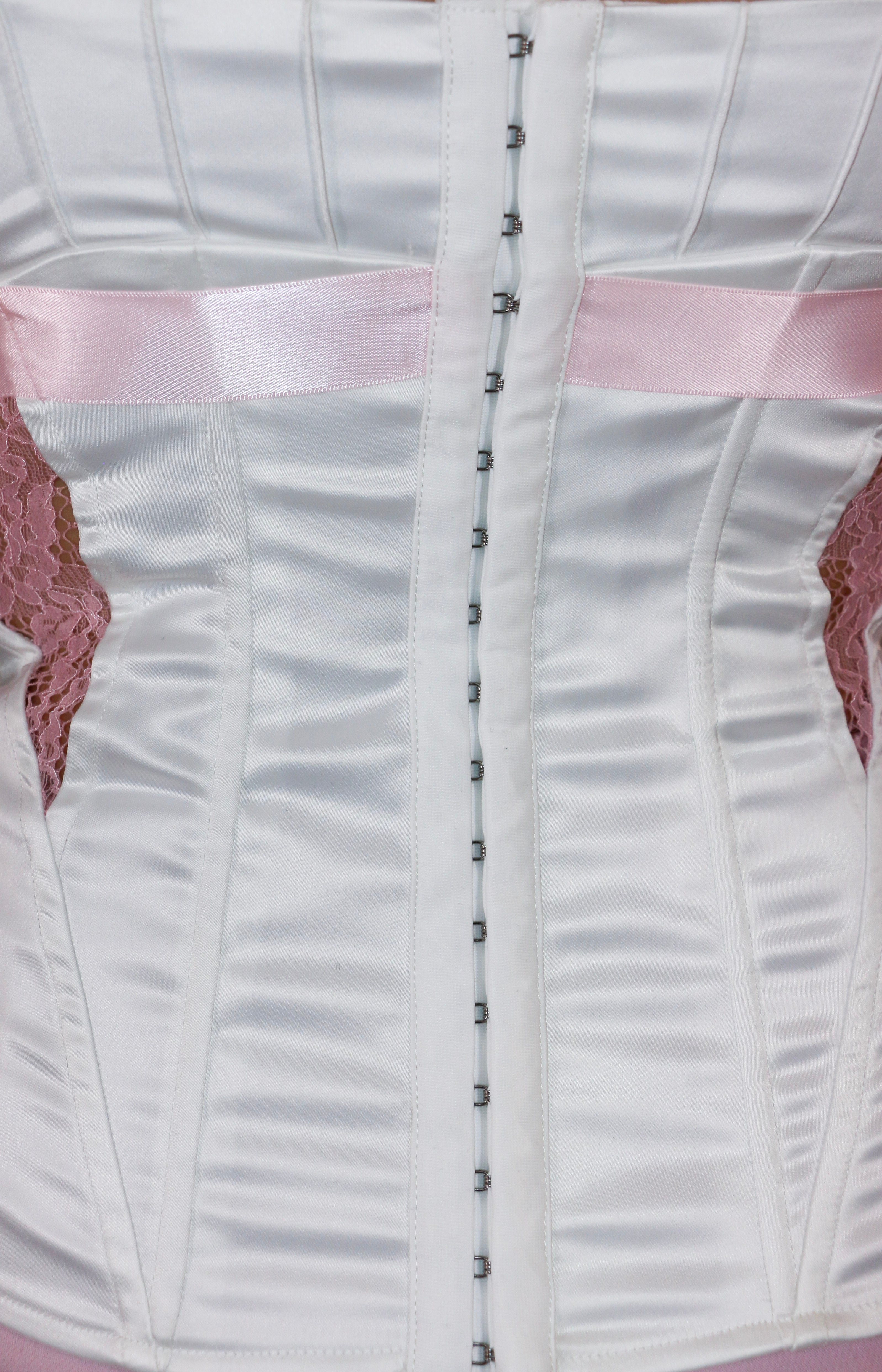 hook and eye closure corset with pink bow