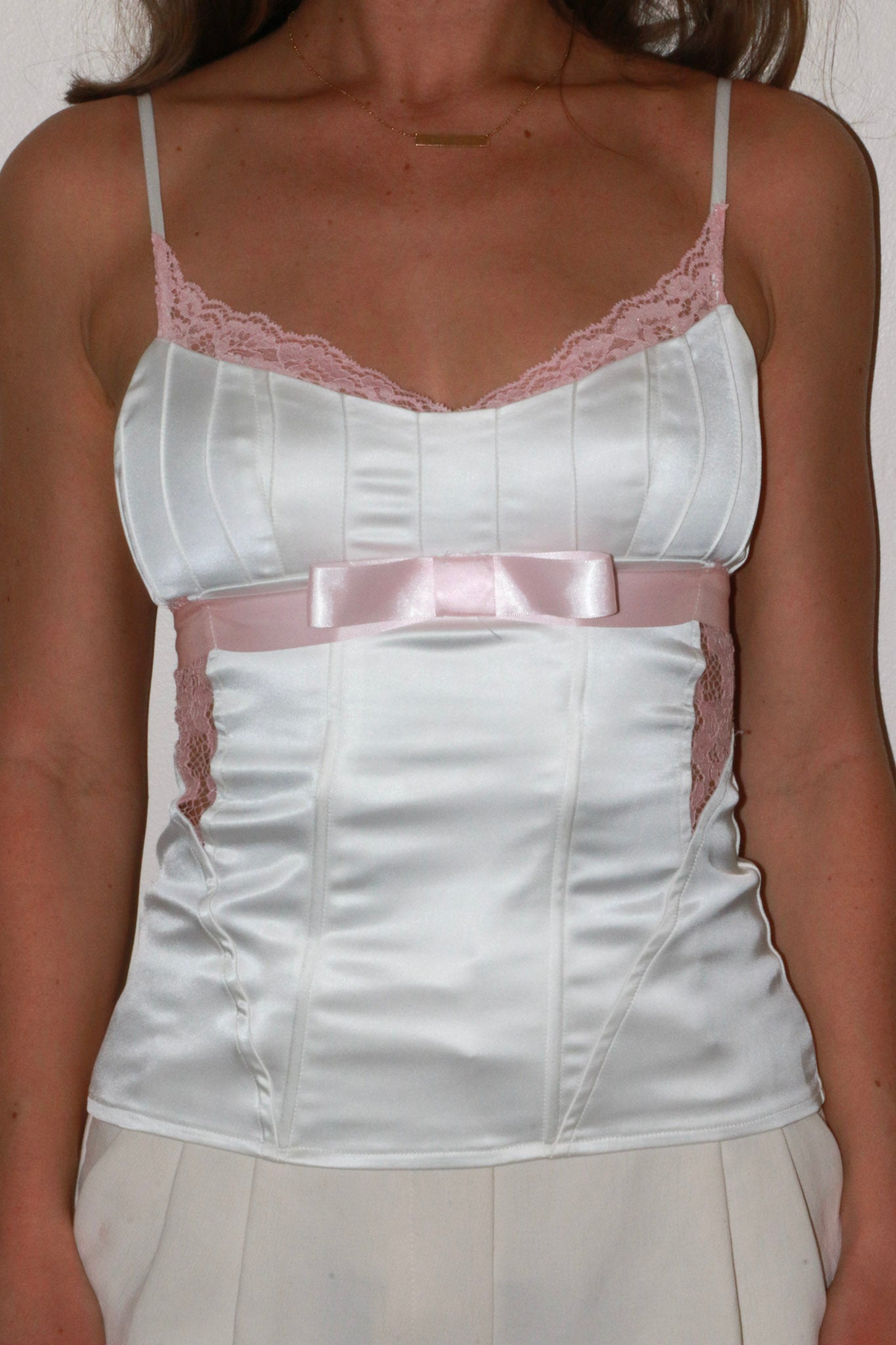 simple white corset with adjustable straps 
